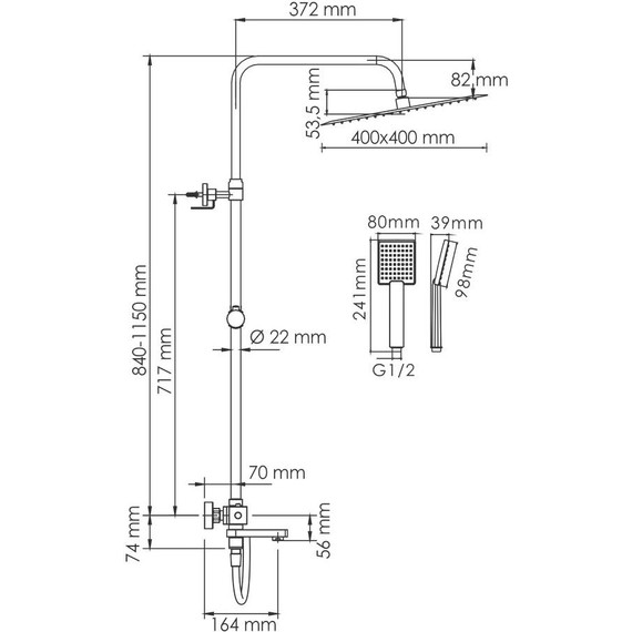 Душевая стойка с термостатом WasserKraft A199.119.141.087.CH Thermo - фото, картинка 3 Душевая стойка с термостатом WasserKraft A199.119.141.087.CH Thermo - фото 3