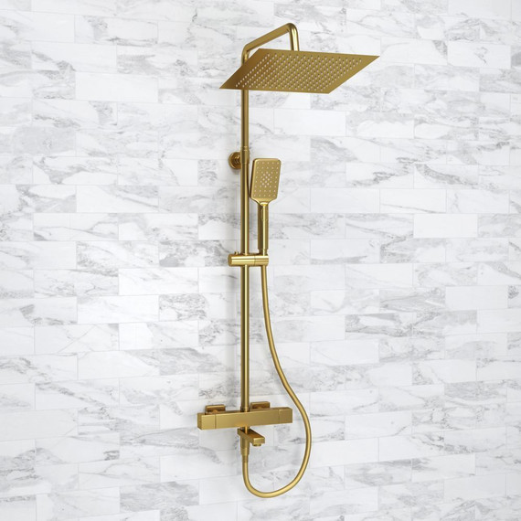 Душевая стойка с термостатом WasserKraft A199.260.201.BG Thermo, матовое золото - фото 2