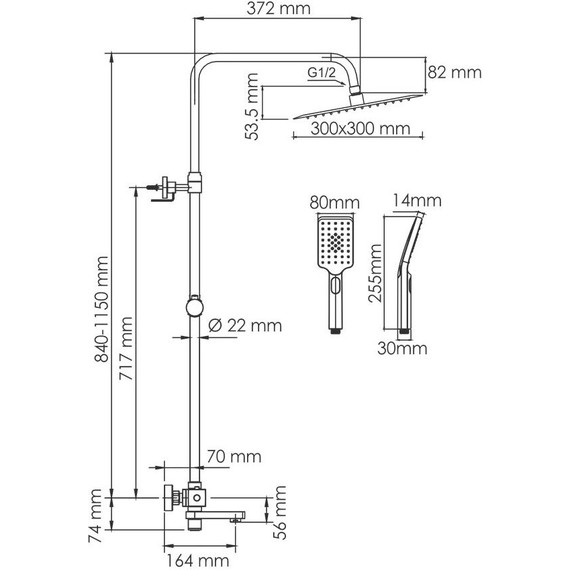Душевая стойка с термостатом WasserKraft A199.260.201.BG Thermo, матовое золото - фото 3