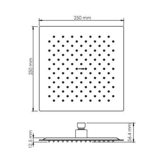 Верхний душ WasserKraft 250x250 мм A255, черный - фото 2