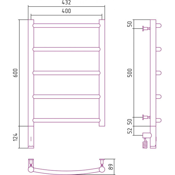 Полотенцесушитель электрический Сунержа Галант 3.0 П5 600x400 мм 05-5800-6040 L, состаренная бронза - фото 5