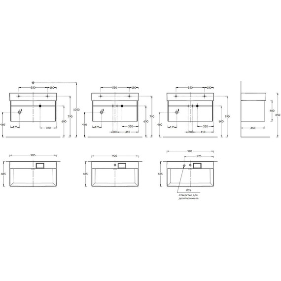 Тумба подвесная с раковиной Kerama Marazzi Logica 90 см LO.90.2\ST, стальной серый - фото 5