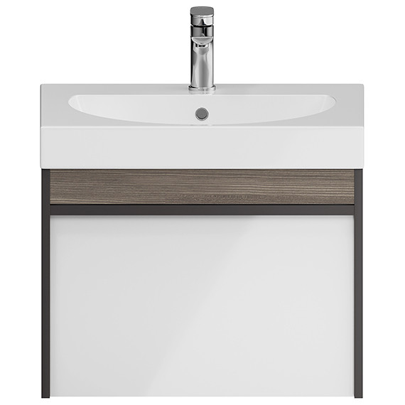 Тумба подвесная с раковиной Kerama Marazzi Modula 60 см MO.60.1+1\AR, арабика/белый - фото 