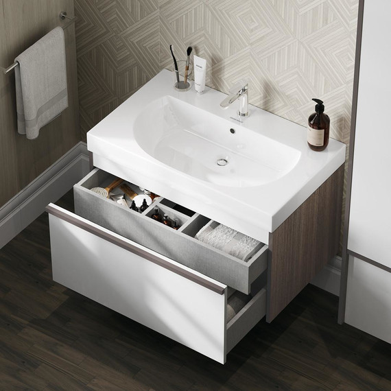 Тумба подвесная с раковиной Kerama Marazzi Modula 80 см MO.80.1+1\AR, арабика/белый - фото, картинка 6 Тумба подвесная с раковиной Kerama Marazzi Modula 80 см MO.80.1+1\AR, арабика/белый - фото 6