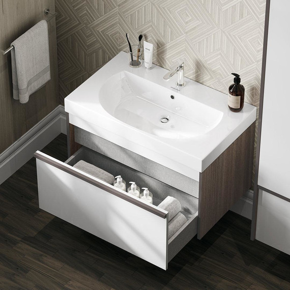 Тумба подвесная с раковиной Kerama Marazzi Modula 80 см MO.80.1+1\AR, арабика/белый - фото, картинка 7 Тумба подвесная с раковиной Kerama Marazzi Modula 80 см MO.80.1+1\AR, арабика/белый - фото 7