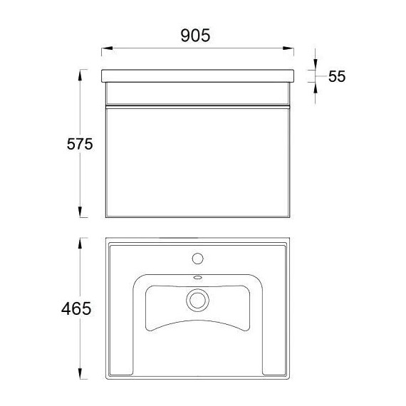 Тумба подвесная с раковиной Pestan Novel 90 см NVL900T-DR (раковина Dreja 90) белый - фото 6