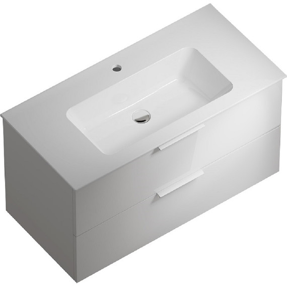 Тумба подвесная с раковиной Kerama Marazzi Piano Forte 95 см PI.F.95\WHT, белый глянцевый - фото 