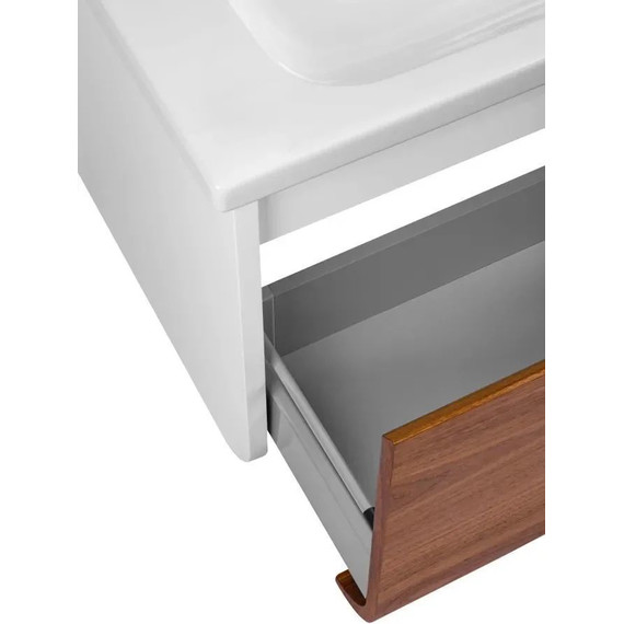 Тумба подвесная с раковиной Pestan Vision 60 см VSN600T-CR (раковина Creavit 60) дуб орех/белый - фото 5