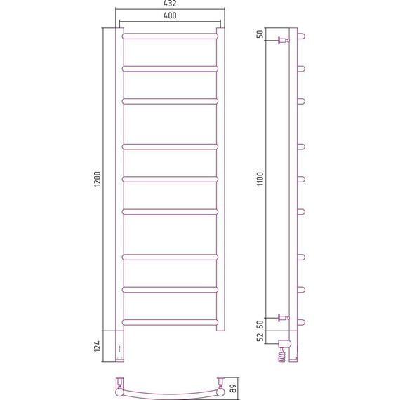 Полотенцесушитель электрический Сунержа Галант 3.0 П9 1200x400 мм 071-5800-1240 L, сатин - фото 5
