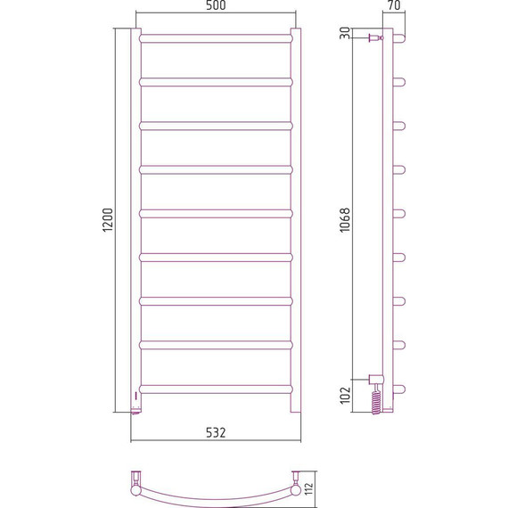 Полотенцесушитель электрический Сунержа Галант 4.0 П9 1200x500 мм 30-0830-1250 L, белый матовый - фото 5