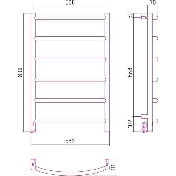 Полотенцесушитель электрический Сунержа Галант 4.0 П6 800x500 мм 30-0830-8050 L, белый матовый - фото 5