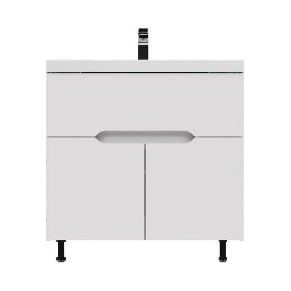 Тумба напольная с раковиной Mirsant Soho quadro 80 см (раковина Deep-80), белый - фото 3