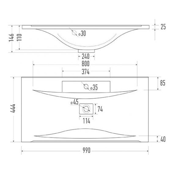 Тумба подвесная с раковиной Mirsant Next 100/2 см (раковина Premier 1000) белый - фото 4