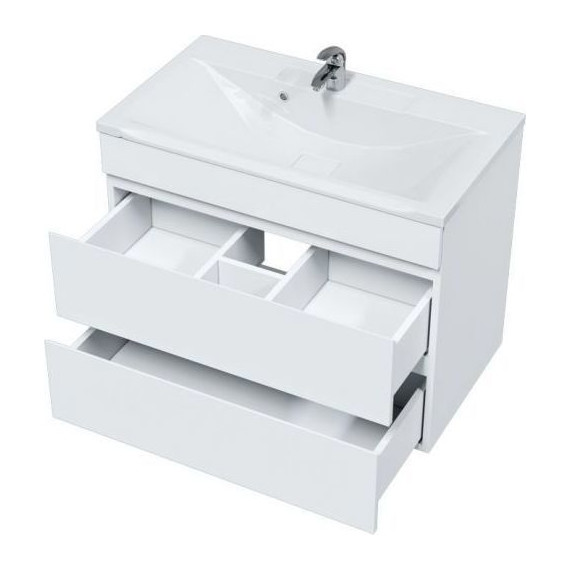 Тумба подвесная с раковиной Mirsant Next 80/2 см (раковина Premier 800), белый - фото 3