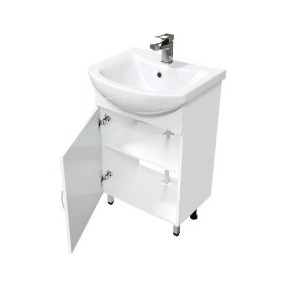 Тумба напольная с раковиной Mirsant Лайт 55 см, белый (тумба идёт в разобранном виде) - фото 4