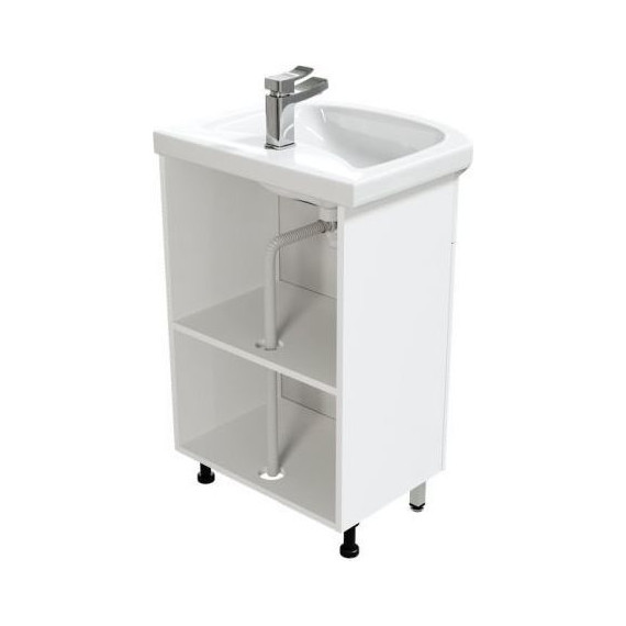 Тумба напольная с раковиной Mirsant Лайт 55 см, белый (тумба идёт в разобранном виде) - фото 5