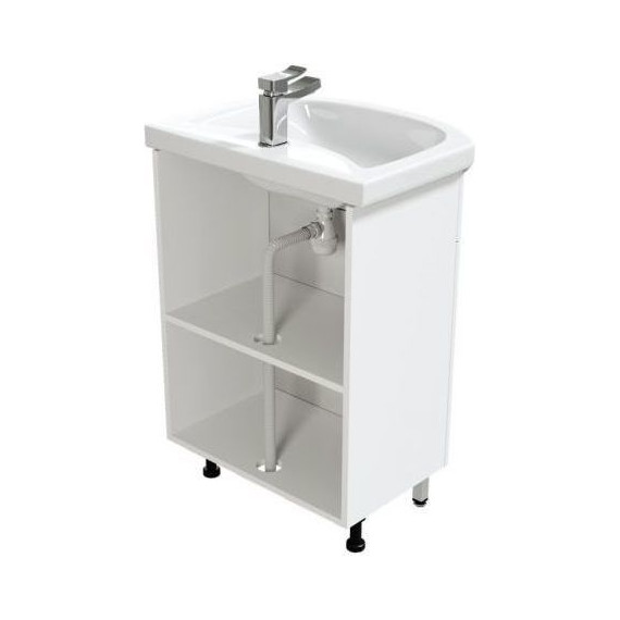 Тумба напольная с раковиной Mirsant Лайт 60 см, белый (тумба идёт в разобранном виде) - фото 4
