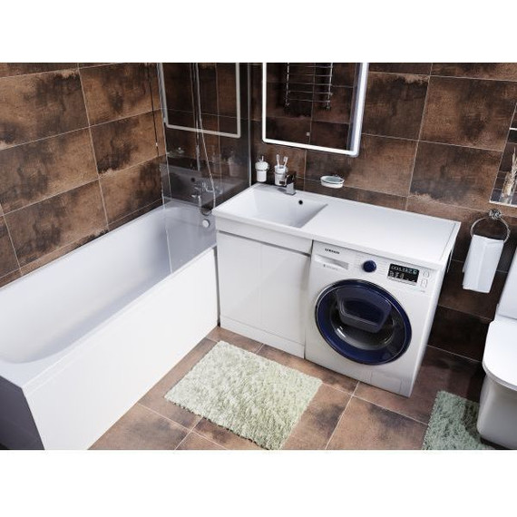 Тумба напольная с раковиной-столешницей Mirsant Next 120 см L (раковина Fly2) белый - фото 6