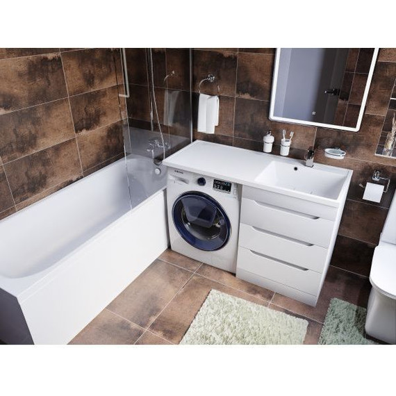 Тумба напольная с раковиной Mirsant Soho quadro 120 см R (раковина Fly2), белый - фото 7