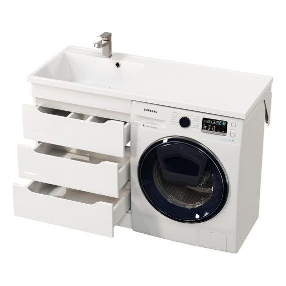 Тумба напольная с раковиной Mirsant Soho quadro 120 см L (раковина Fly2), белый - фото 5