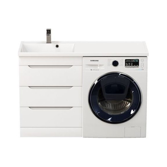 Тумба напольная с раковиной Mirsant Soho quadro 120 см L (раковина Fly2), белый - фото 7