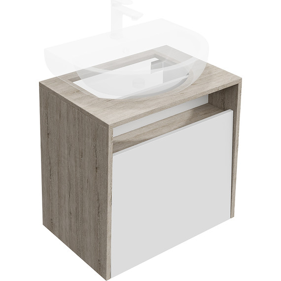 Тумба подвесная со столешницей Kerama Marazzi Pro 60 см PRO.60.1\WHT, дуб орегон/белый глянцевый - фото 2