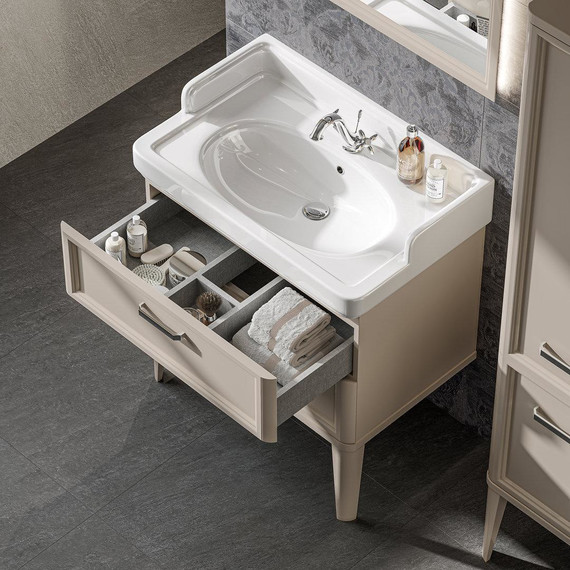 Тумба напольная с раковиной Kerama Marazzi Pompei Neo 80 см PO.N.80.2\CAM, бежевый глянцевый - фото, картинка 5 Тумба напольная с раковиной Kerama Marazzi Pompei Neo 80 см PO.N.80.2\CAM, бежевый глянцевый - фото 5
