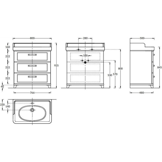 Тумба напольная с раковиной Kerama Marazzi Pompei Neo 80 см PO.N.80.3\WHT, белый глянцевый - фото 6