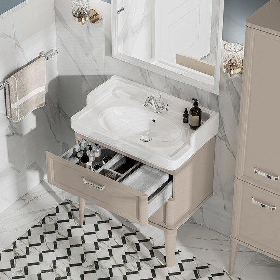 Тумба напольная с раковиной Kerama Marazzi Pompei Neo 80 см PO.N.80.2\CAM, бежевый глянцевый - фото, картинка 9 Тумба напольная с раковиной Kerama Marazzi Pompei Neo 80 см PO.N.80.2\CAM, бежевый глянцевый - фото 9