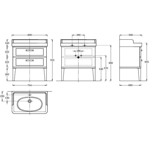 Тумба напольная с раковиной Kerama Marazzi Pompei Neo 80 см PO.N.80.2\WHT, белый глянцевый - фото 6