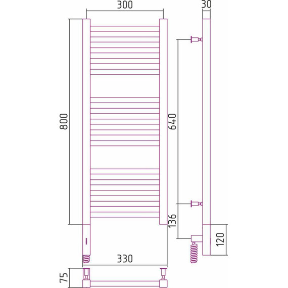 Полотенцесушитель электрический Сунержа Модус 3.0 П15 800x300 мм 071-5700-8030 L, сатин - фото 5