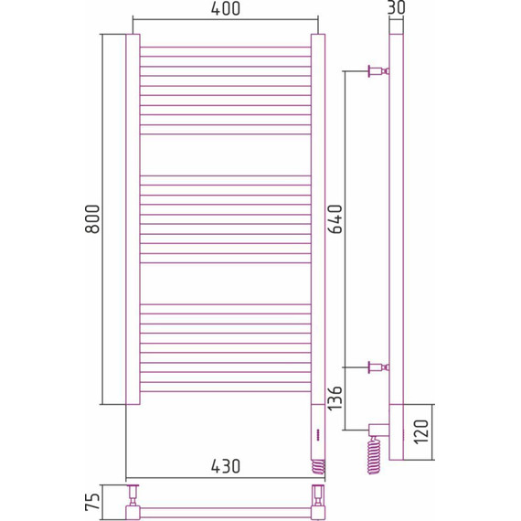 Полотенцесушитель электрический Сунержа Модус 3.0 П15 800x400 мм 03-5701-8040 R, золото - фото 5