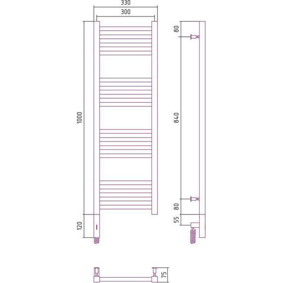 Полотенцесушитель электрический Сунержа Модус 3.0 П16 1000x300 мм 30-5700-1030 L, белый матовый - фото 5
