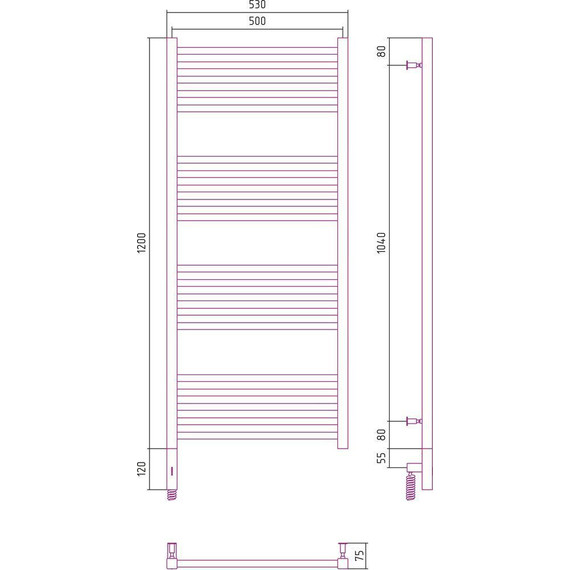Полотенцесушитель электрический Сунержа Модус 3.0 П20 1200x500 мм 071-5700-1250 L, сатин - фото 5