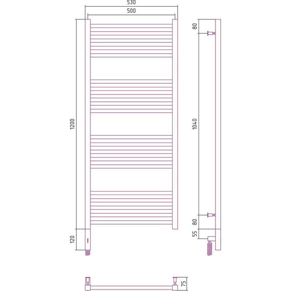 Полотенцесушитель электрический Сунержа Модус 3.0 П20 1200x500 мм 30-5700-1250 L, белый матовый - фото 5