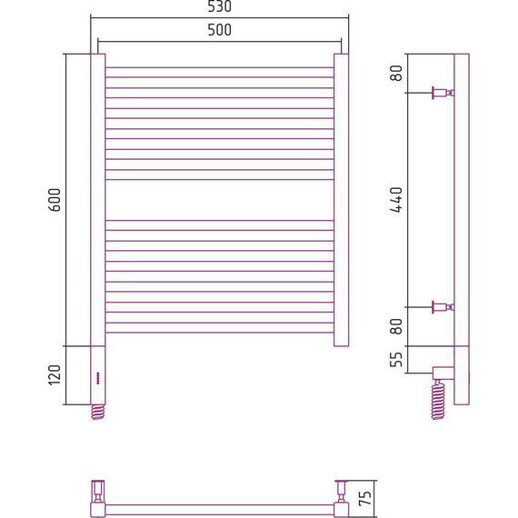 Полотенцесушитель электрический Сунержа Модус 3.0 П12 600x500 мм 12-5700-6050 L, белый - фото 5