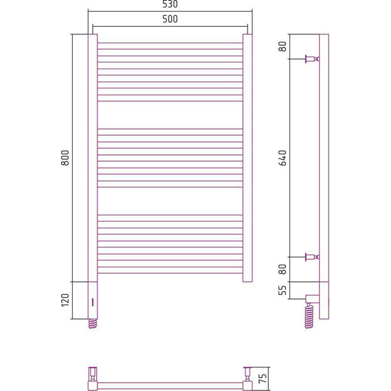 Полотенцесушитель электрический Сунержа Модус 3.0 П15 800x500 мм 12-5700-8050 L, белый - фото 5