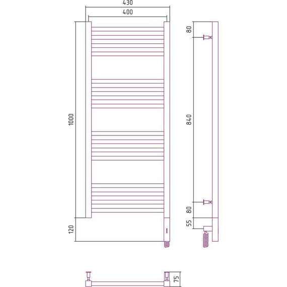 Полотенцесушитель электрический Сунержа Модус 3.0 П16 1000x400 мм 12-5701-1040 R, белый - фото 5