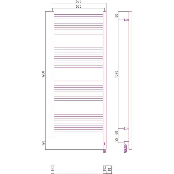 Полотенцесушитель электрический Сунержа Модус 3.0 П20 1200x500 мм 071-5701-1250 R, сатин - фото 5