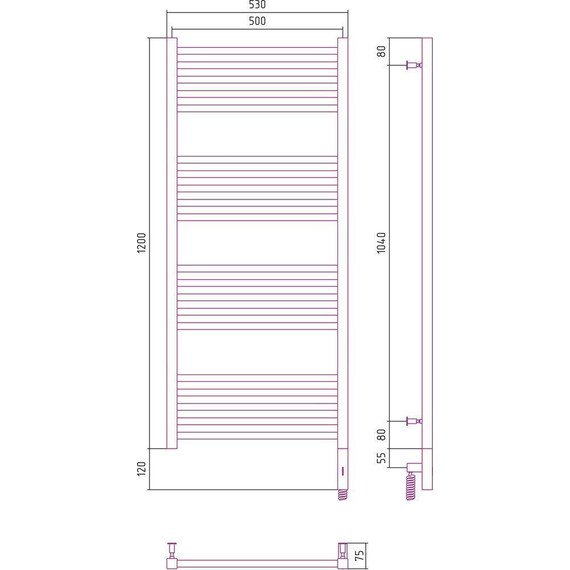 Полотенцесушитель электрический Сунержа Модус 3.0 П20 1200x500 мм 30-5701-1250 R, белый матовый - фото 5