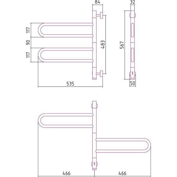 Полотенцесушитель электрический Сунержа Парео 4.0-2С П4 570х530 мм 31-0823-0567, чёрный матовый - фото 4