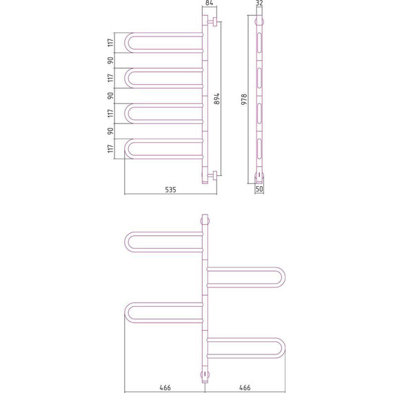 Полотенцесушитель электрический Сунержа Парео 4.0-4С П8 980х530 мм 12-0823-0978, белый - фото 4