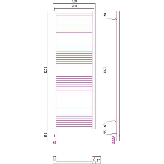 Полотенцесушитель электрический Сунержа Модус 3.0 П20 1200x400 мм 051-5700-1240 L, состаренная латунь - фото 5