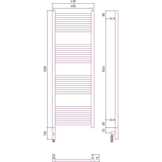 Полотенцесушитель электрический Сунержа Модус 3.0 П20 1200x400 мм 12-5700-1240 L, белый - фото 5