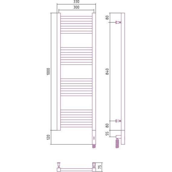Полотенцесушитель электрический Сунержа Модус 3.0 П16 1000x300 мм 071-5701-1030 R, сатин - фото 5