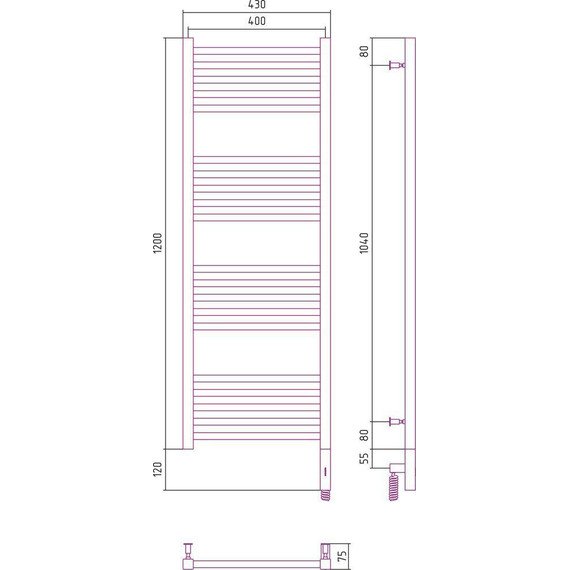 Полотенцесушитель электрический Сунержа Модус 3.0 П20 1200x400 мм 12-5701-1240 R, белый - фото 5