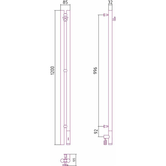 Полотенцесушитель электрический Сунержа Нюанс 3.0 П2 1200x85 мм 03-5843-1253 R, золото - фото, картинка 5 Полотенцесушитель электрический Сунержа Нюанс 3.0 П2 1200x85 мм 03-5843-1253 R, золото - фото 5