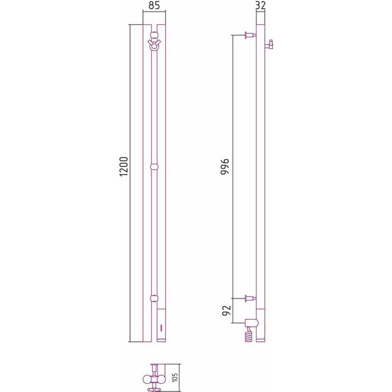 Полотенцесушитель электрический Сунержа Нюанс 3.0 П2 1200x85 мм 071-5843-1253 R, сатин - фото, картинка 5 Полотенцесушитель электрический Сунержа Нюанс 3.0 П2 1200x85 мм 071-5843-1253 R, сатин - фото 5