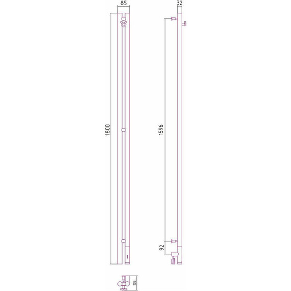 Полотенцесушитель электрический Сунержа Нюанс 3.0 П2 1800x85 мм 31-5843-1853 R, чёрный матовый - фото 5