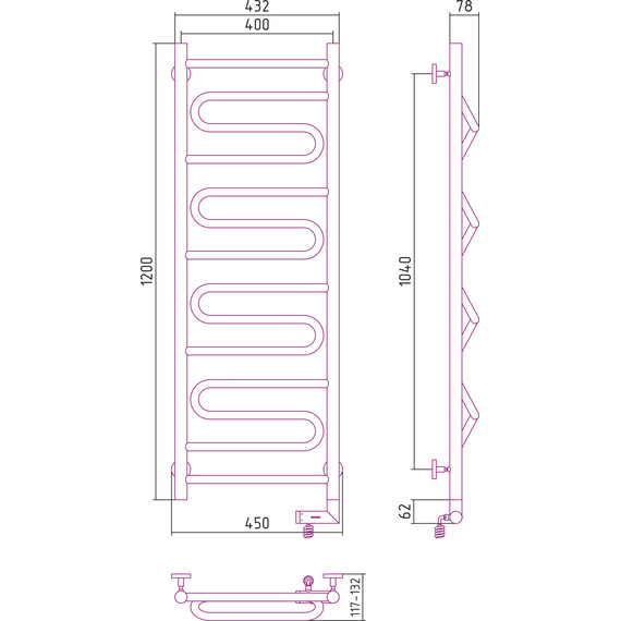 Полотенцесушитель электрический Сунержа Элегия 2.0 П14 1200x400 мм 12-5219-1240 R, белый - фото 5